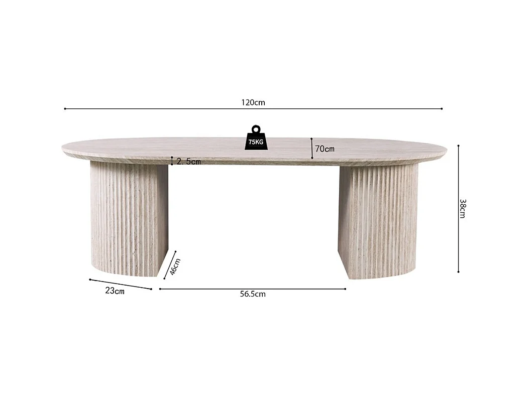 Mesa de Centro VAGOS – Cor carvalho claro – Mesa de centro retangular 120x70 cm – MDF – Design natural e moderno