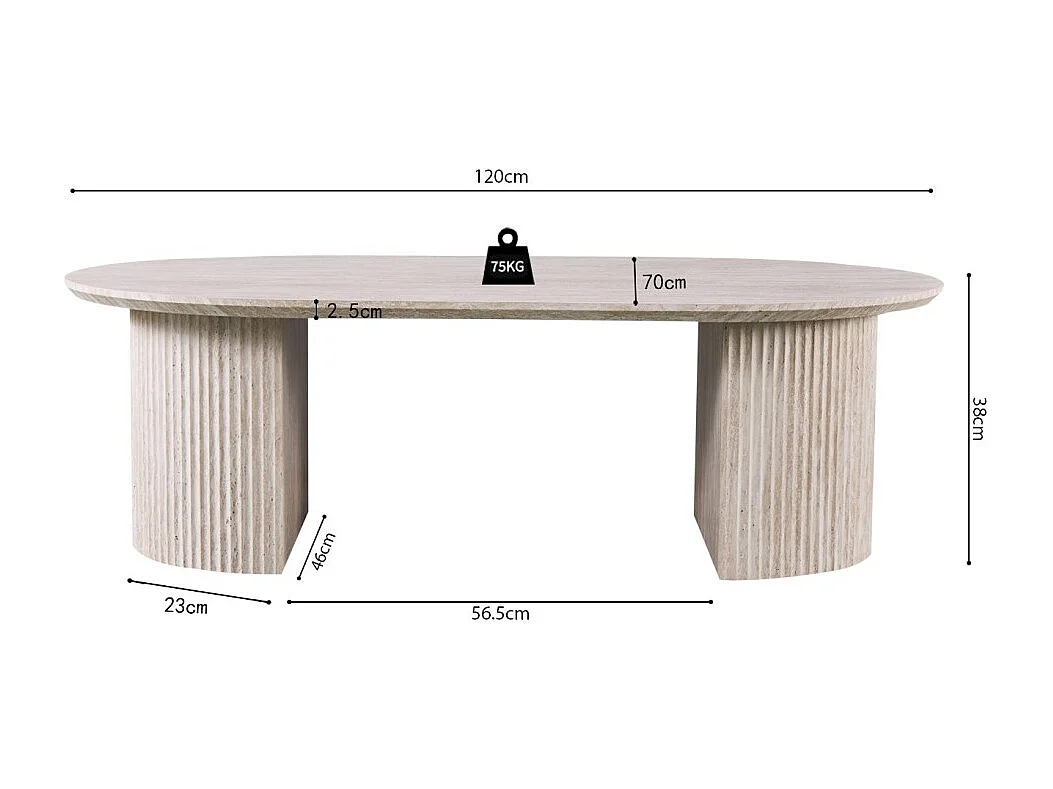 Mesa baja VAGOS - Color roble claro - Mesa baja rectangular 120x70 cm - MDF - Diseño natural y moderno