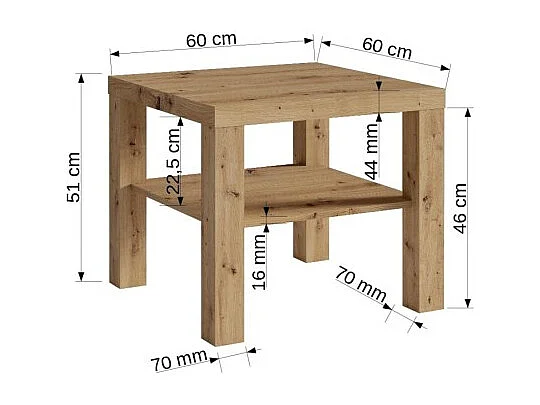 Tavolino Ben/Compensato/Marrone