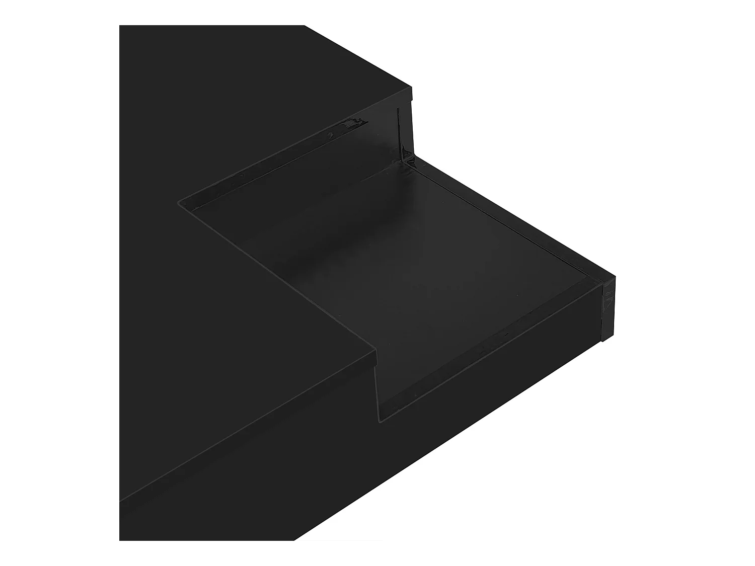 Table basse de salon 72x72x30 cm - Table basse noire avec coffre de rangement amovible - éclairage LED