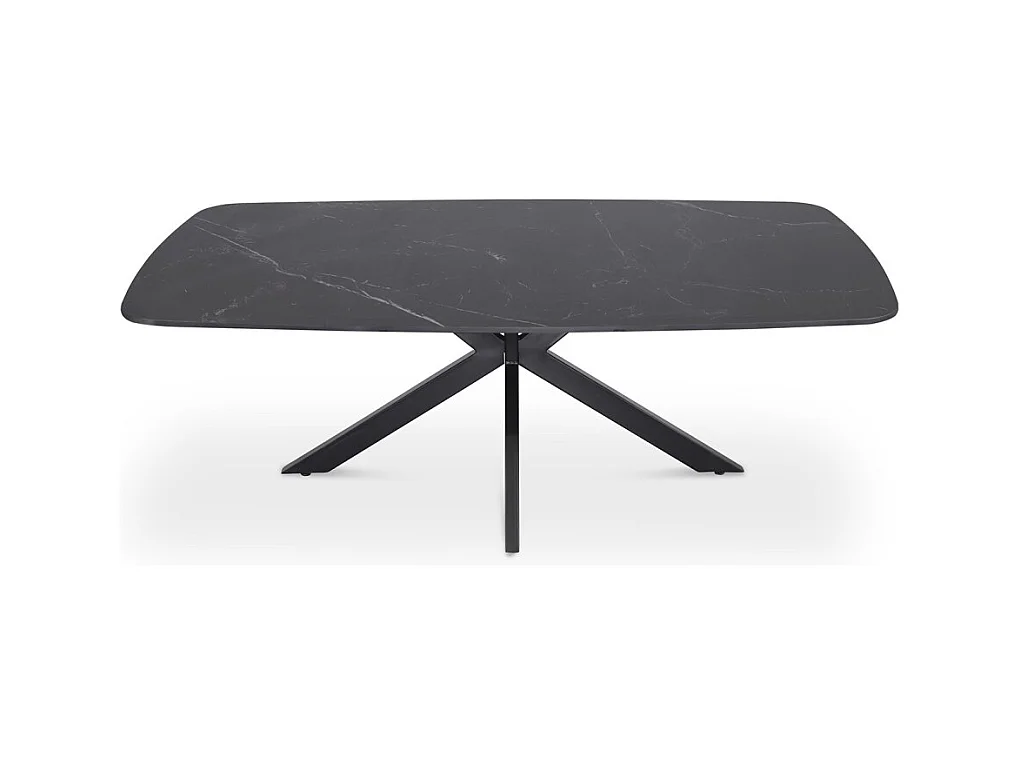 Table basse ARVENA – Table basse rectangulaire 130x70 cm – Pierre noire & métal – Design élégant et contemporain