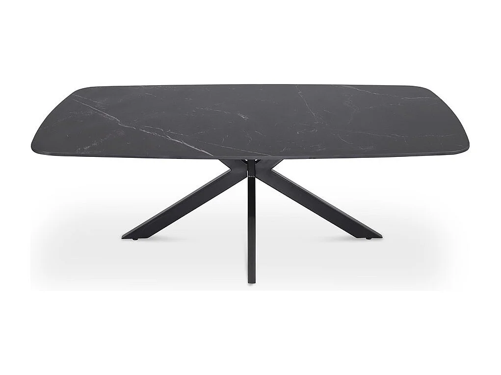Table basse ARVENA – Table basse rectangulaire 130x70 cm – Pierre noire & métal – Design élégant et contemporain
