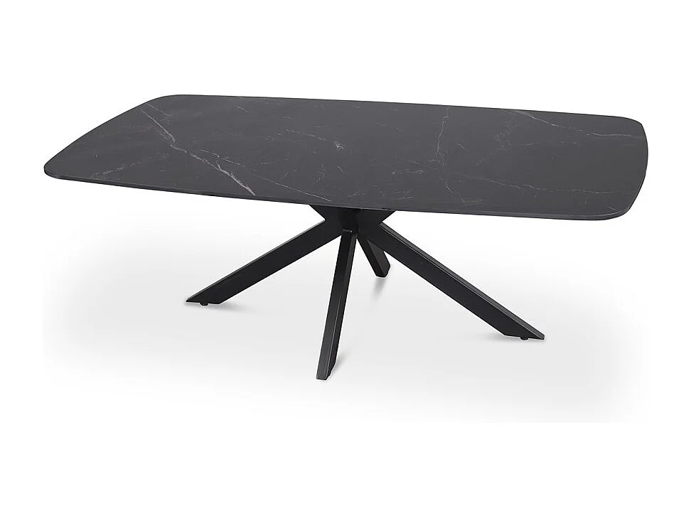 Table basse ARVENA – Table basse rectangulaire 130x70 cm – Pierre noire & métal – Design élégant et contemporain