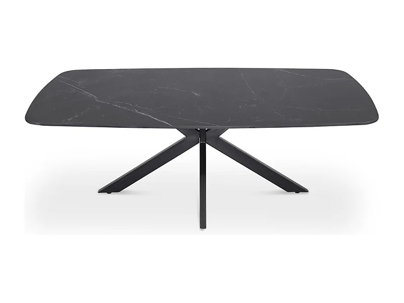 Table basse ARVENA – Table basse rectangulaire 130x70 cm – Pierre noire & métal – Design élégant et contemporain
