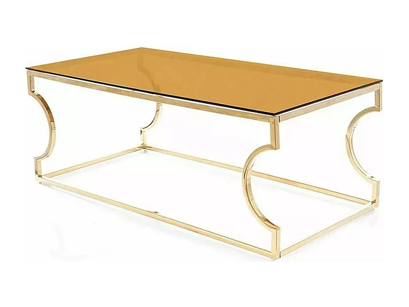 Couchtisch Benzo/Edelstahl/Glas/Gold