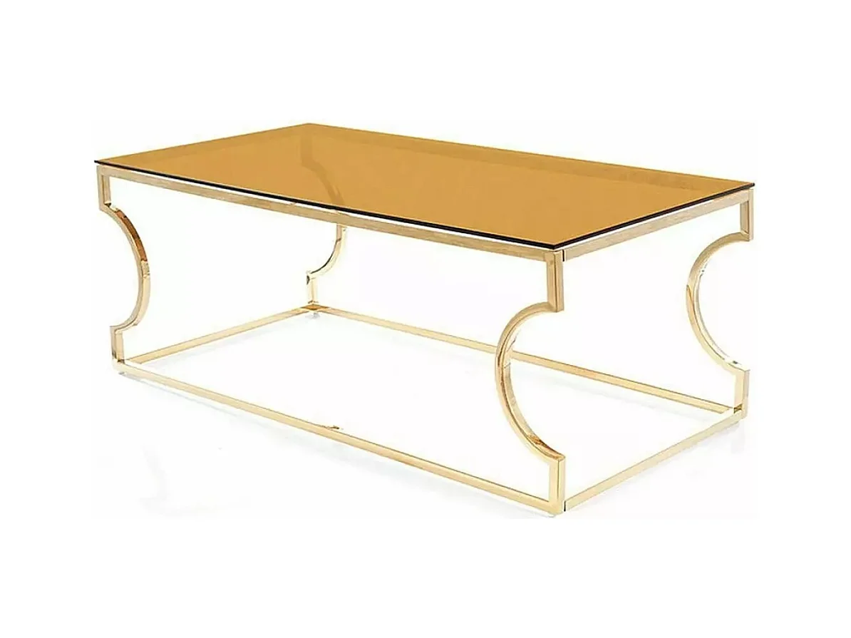 Tavolino Benzo/Acciaio inossidabile/Vetro/Oro