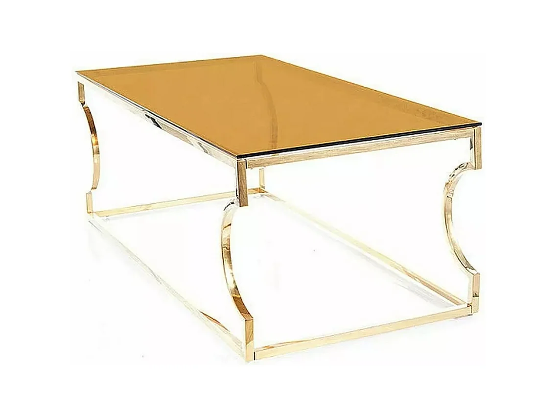 Tavolino Benzo/Acciaio inossidabile/Vetro/Oro