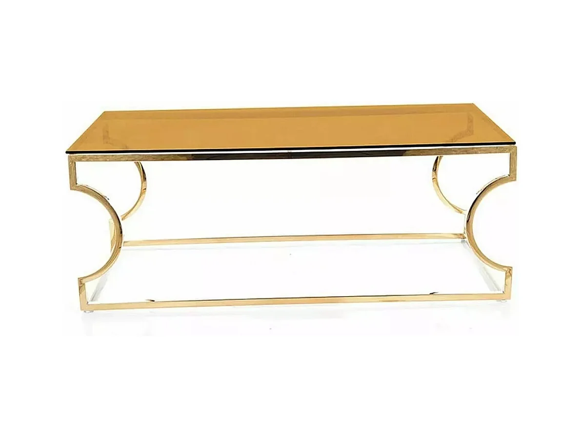 Tavolino Benzo/Acciaio inossidabile/Vetro/Oro