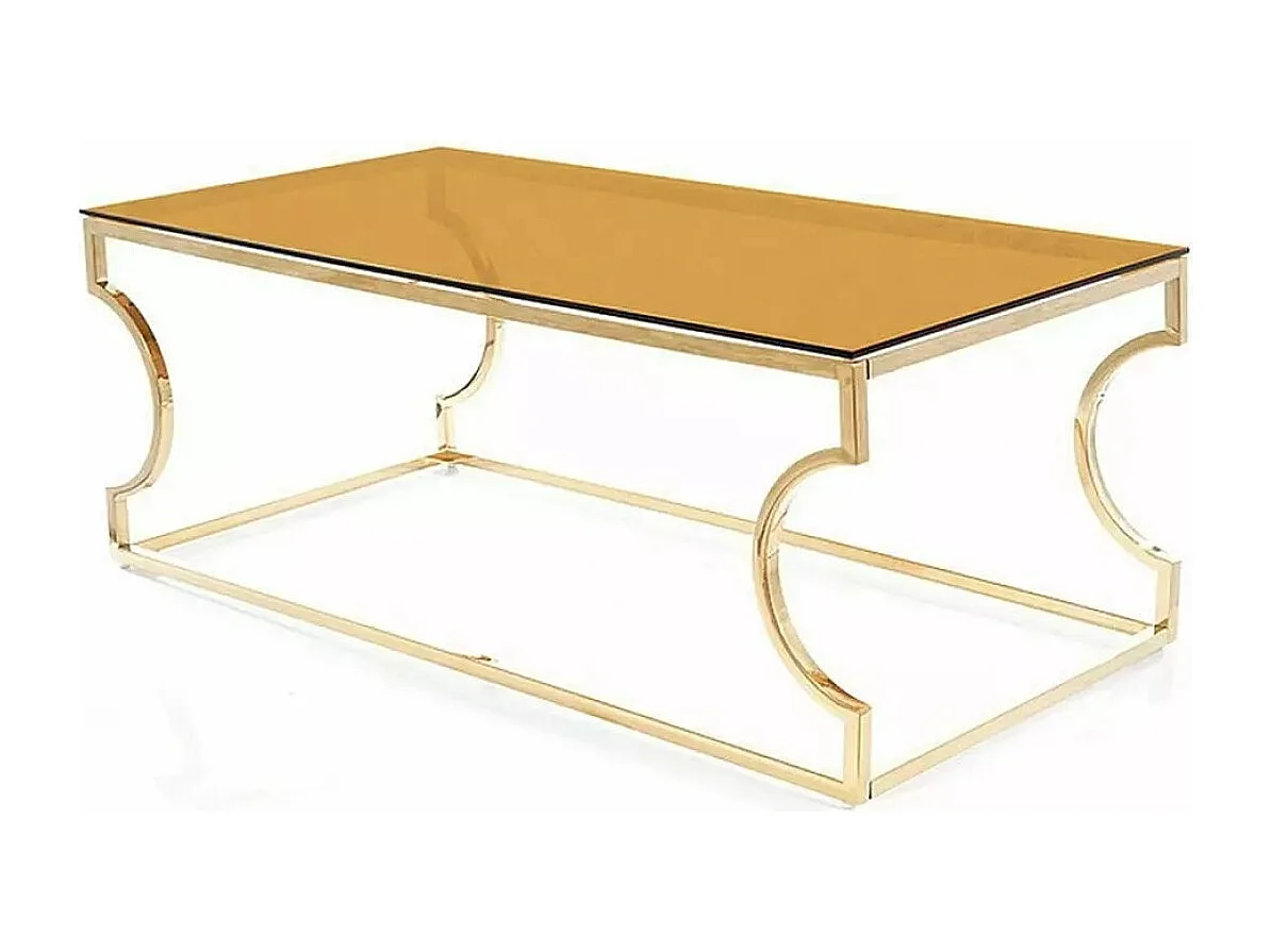 Couchtisch Benzo/Edelstahl/Glas/Gold