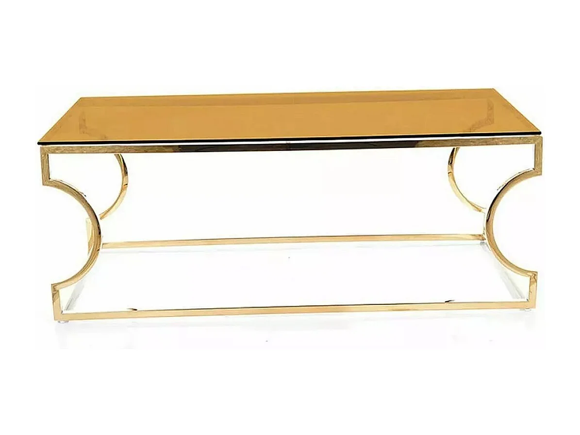 Couchtisch Benzo/Edelstahl/Glas/Gold