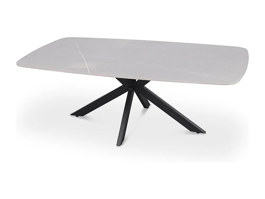 Table basse ARVENA – Table basse rectangulaire 130x70 cm – Pierre grise & métal – Design contemporain et raffiné