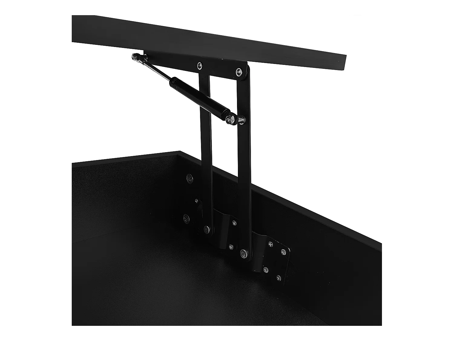 Table basse noir - avec 2 tiroirs et plateau relevable hydraulique - éclairage LED - pour salon et salle à manger