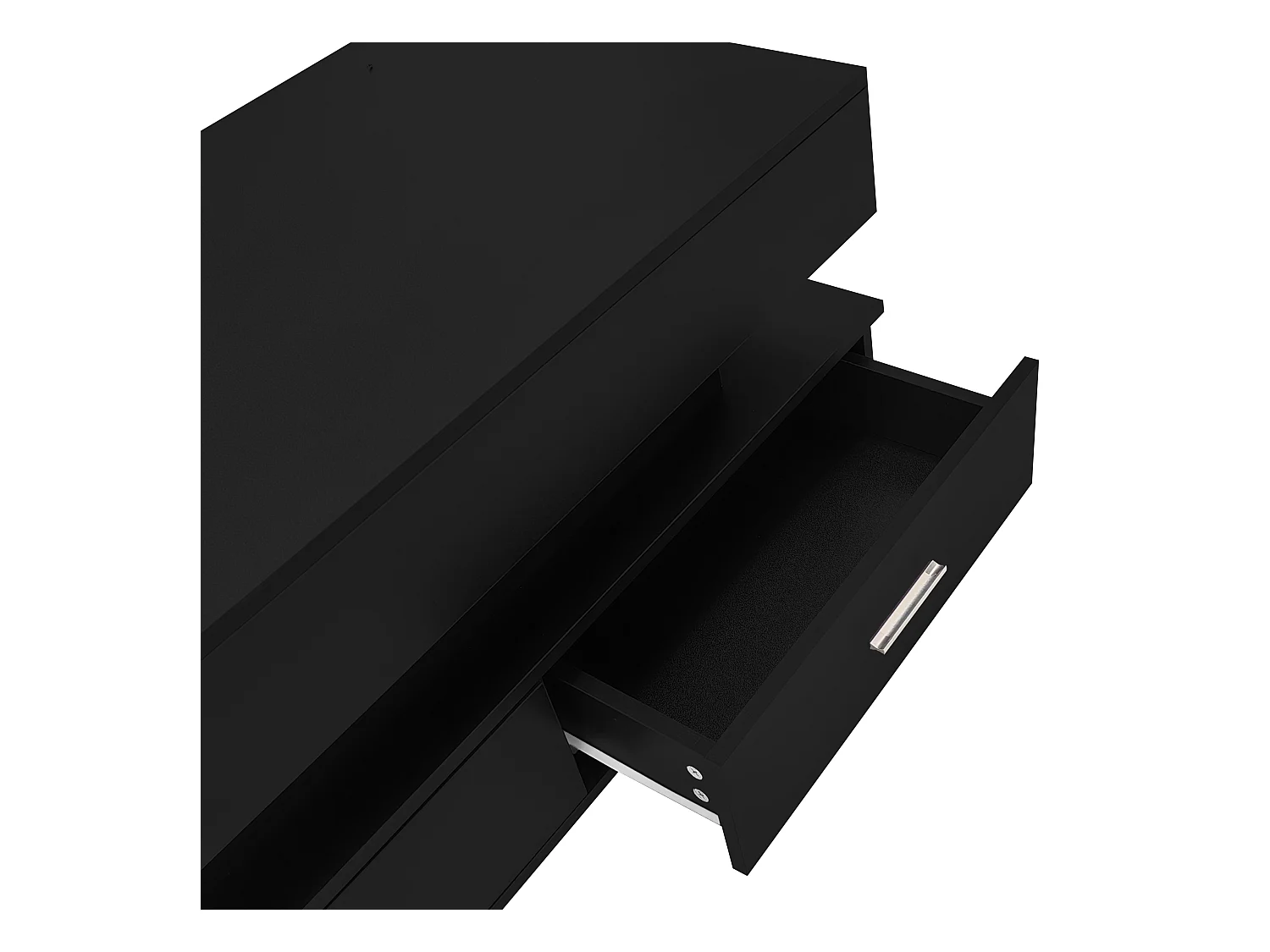 Table basse noir - avec 2 tiroirs et plateau relevable hydraulique - éclairage LED - pour salon et salle à manger