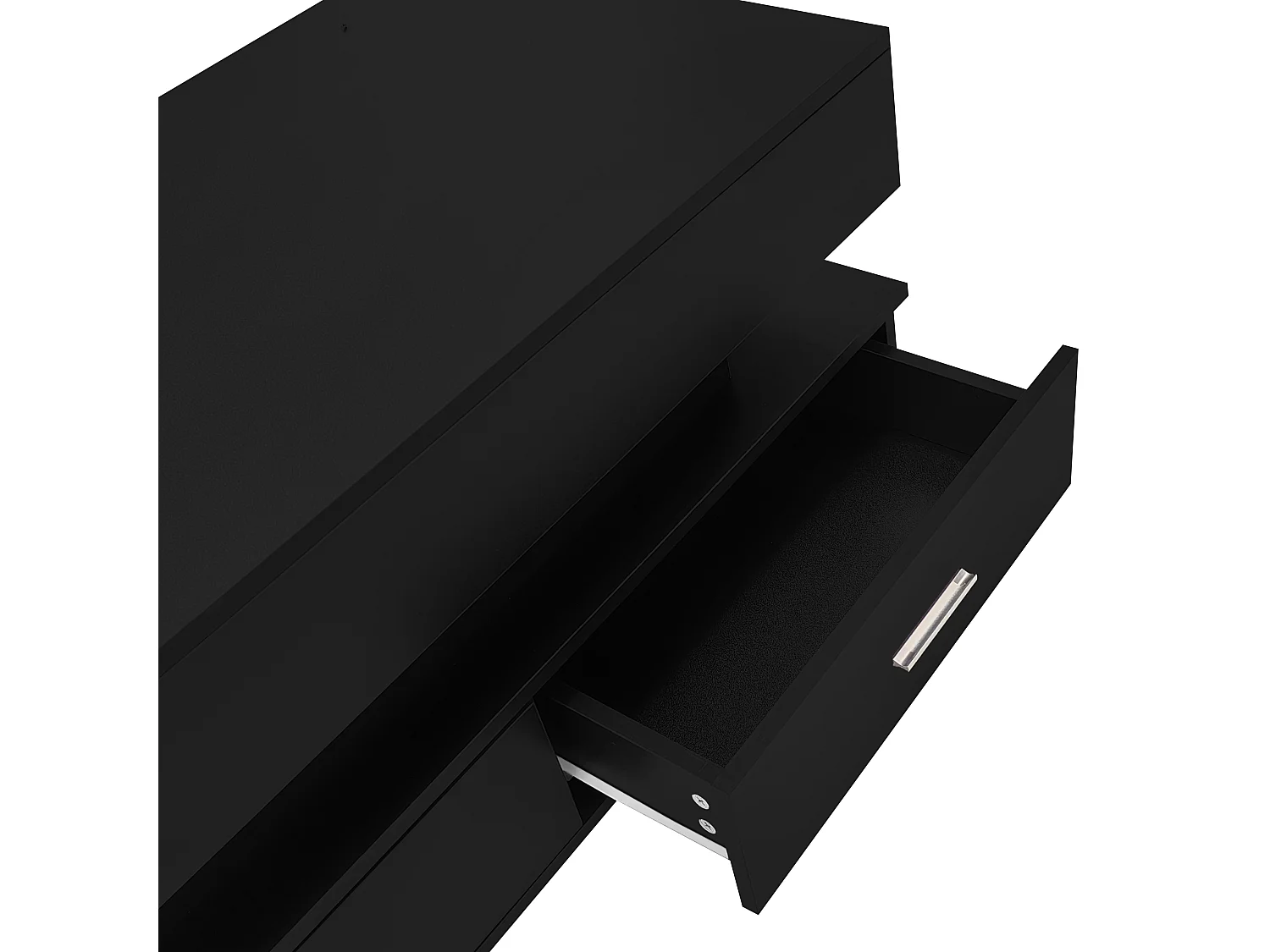 Table basse noir - avec 2 tiroirs et plateau relevable hydraulique - éclairage LED - pour salon et salle à manger