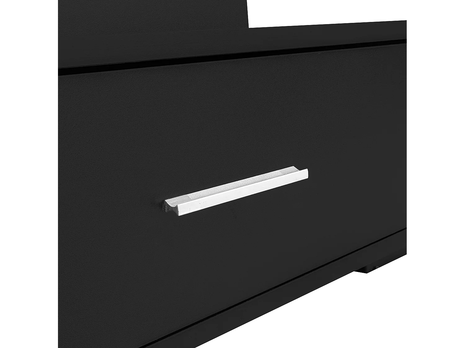 Table basse noir - avec 2 tiroirs et plateau relevable hydraulique - éclairage LED - pour salon et salle à manger