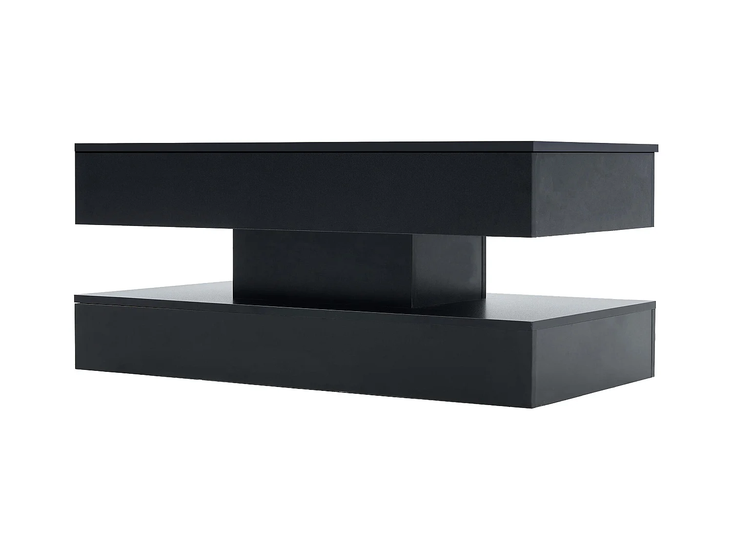 Table basse moderne - Table basse noire avec éclairage LED et prise de charge - ascenseur hydraulique