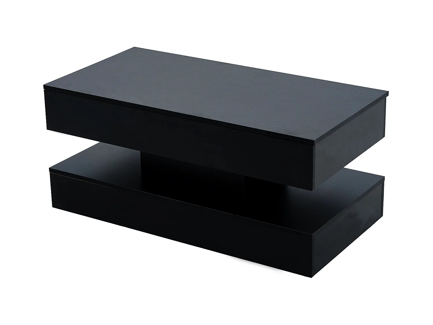 Table basse moderne - Table basse noire avec éclairage LED et prise de charge - ascenseur hydraulique