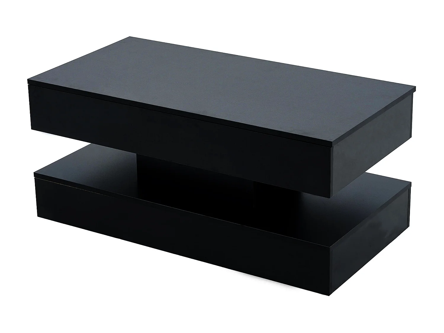 Table basse moderne - Table basse noire avec éclairage LED et prise de charge - ascenseur hydraulique