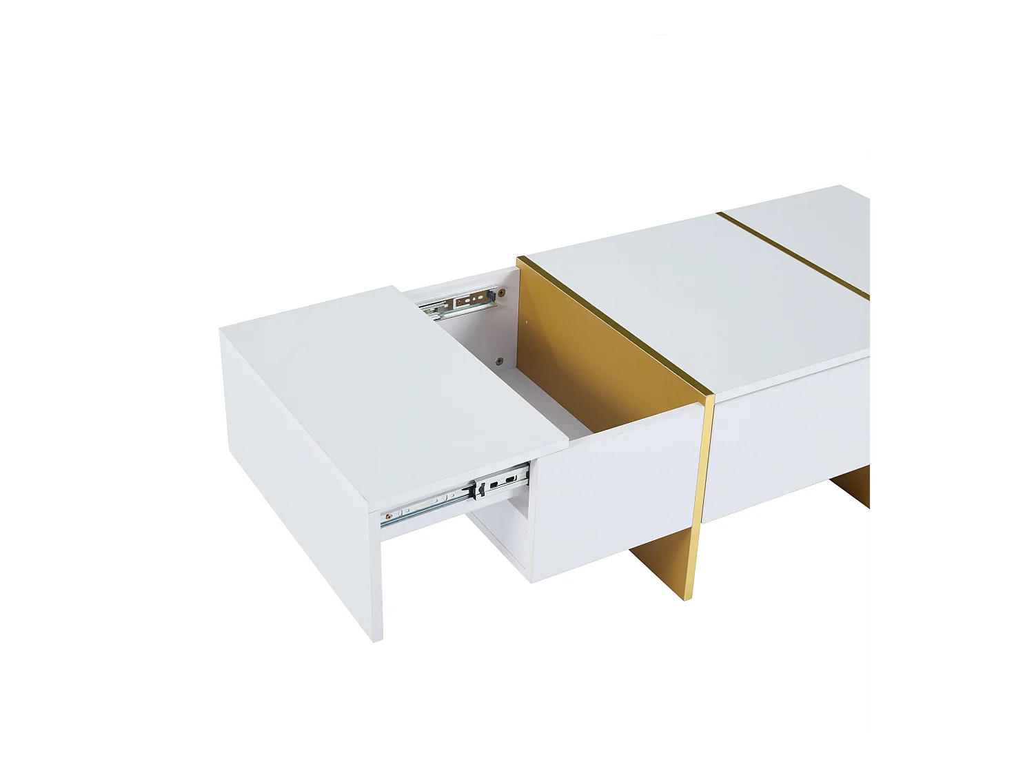 Table basse de salon - 100 x 50 x 35 cm - avec 4 tiroirs - table d'appoint pour petit appartement - MDF - blanc