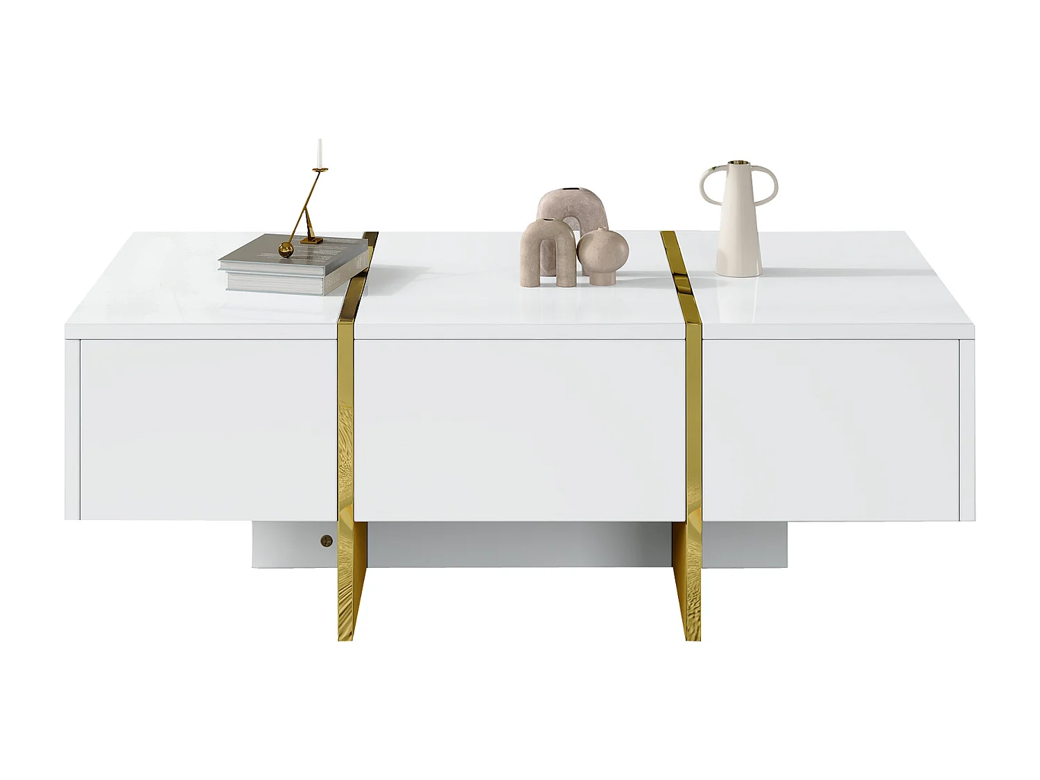 Table basse de salon - 100 x 50 x 35 cm - avec 4 tiroirs - table d'appoint pour petit appartement - MDF - blanc