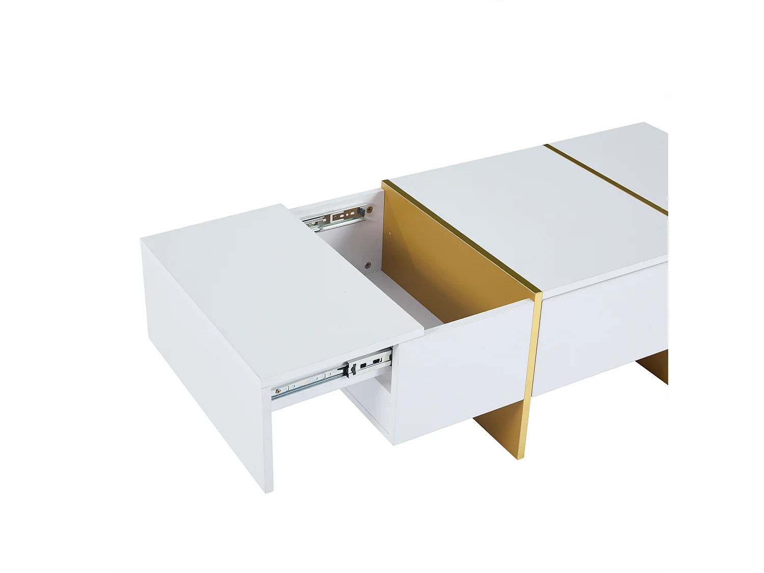 Table basse de salon - 100 x 50 x 35 cm - avec 4 tiroirs - table d'appoint pour petit appartement - MDF - blanc