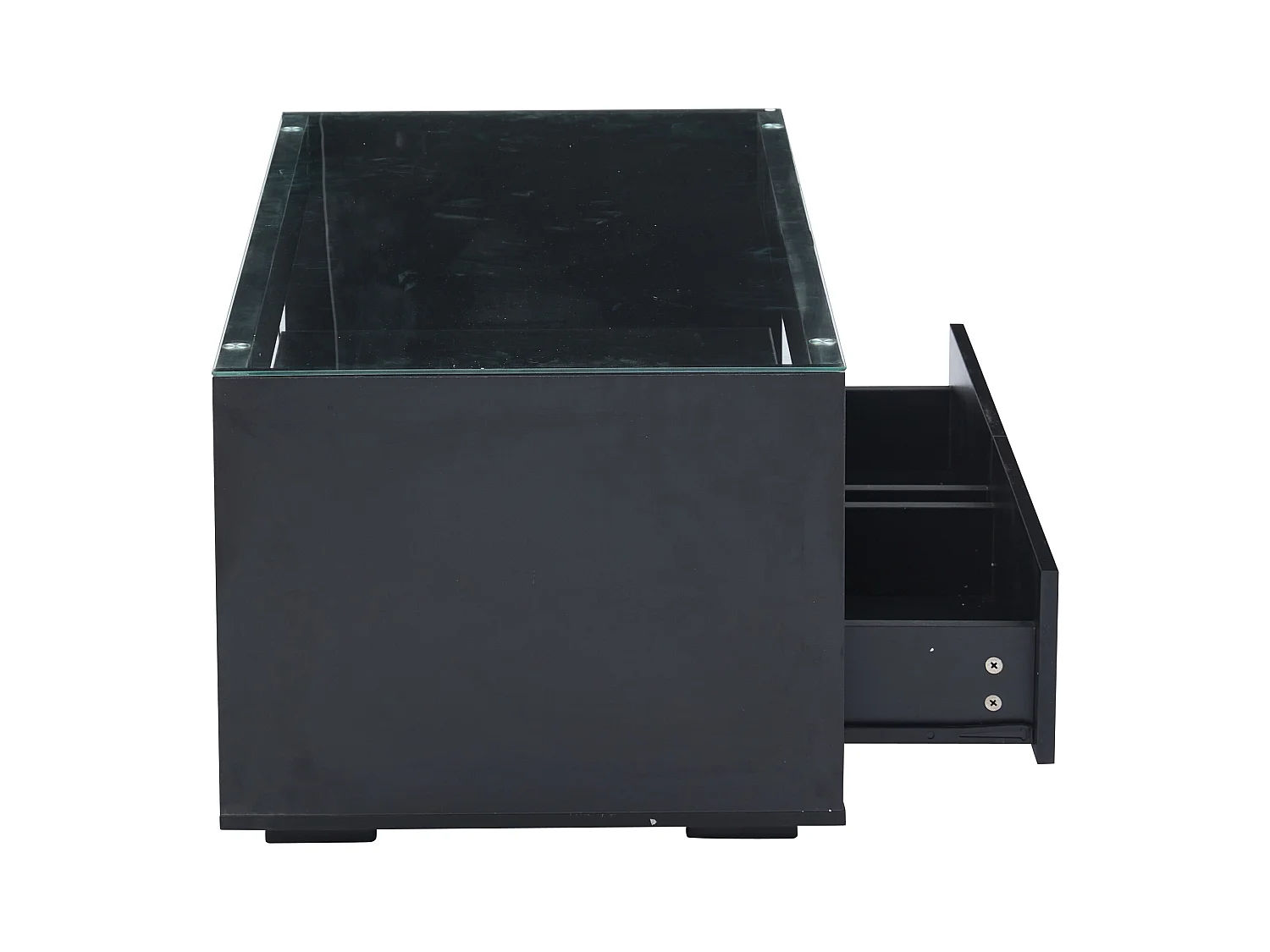 Mesa de centro 100x50x40cm - Mesa de salón con 2 cajones e iluminación LED de 16 colores - tapa de cristal templado - color negro