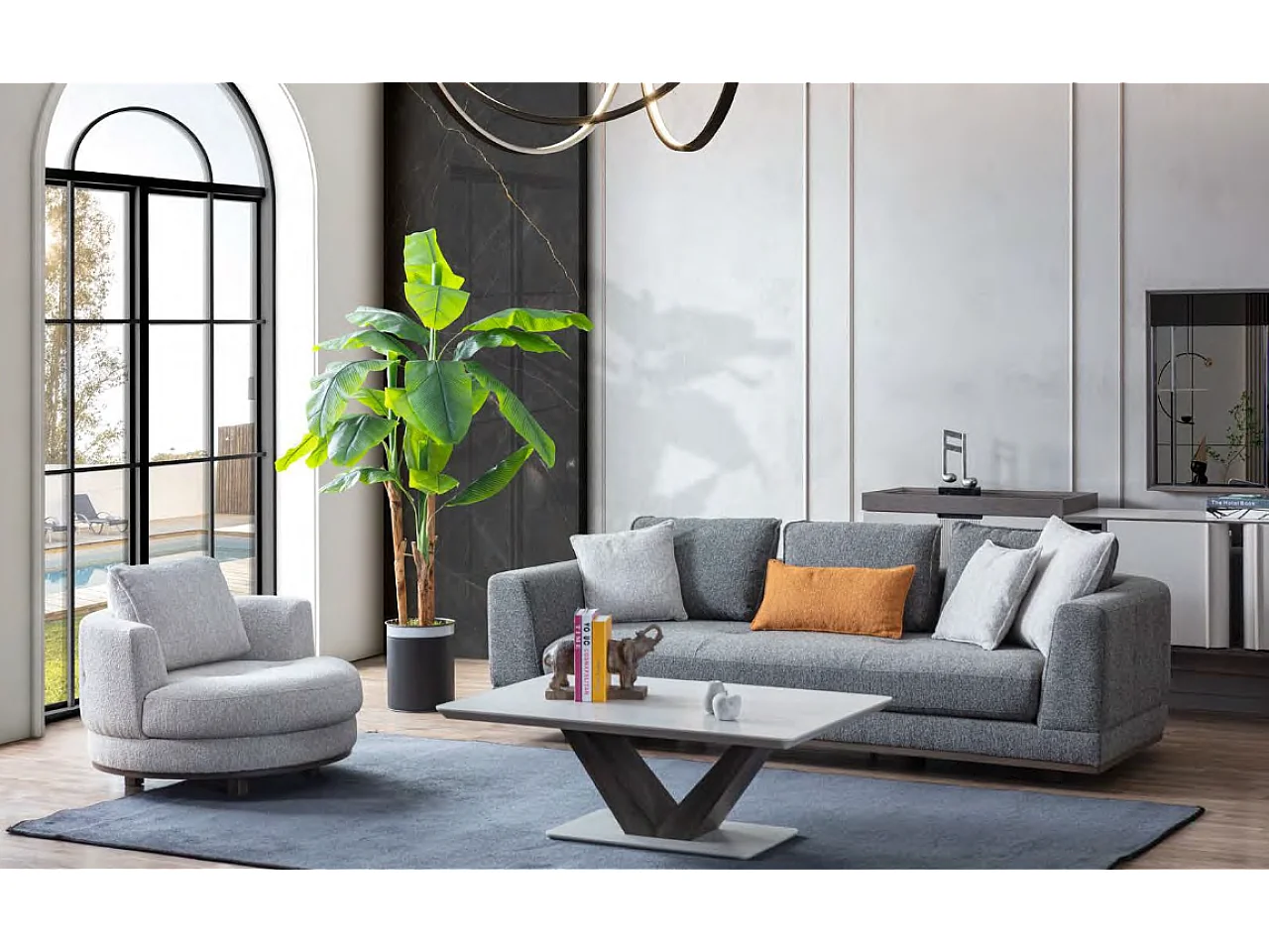 Couchtisch Carla/MDF/Sperrholz/Weiß&Braun