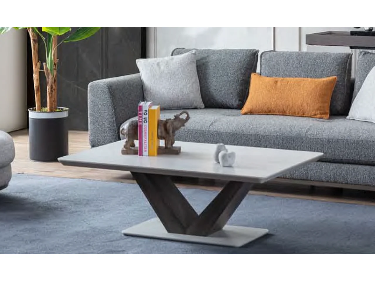 Couchtisch Carla/MDF/Sperrholz/Weiß&Braun