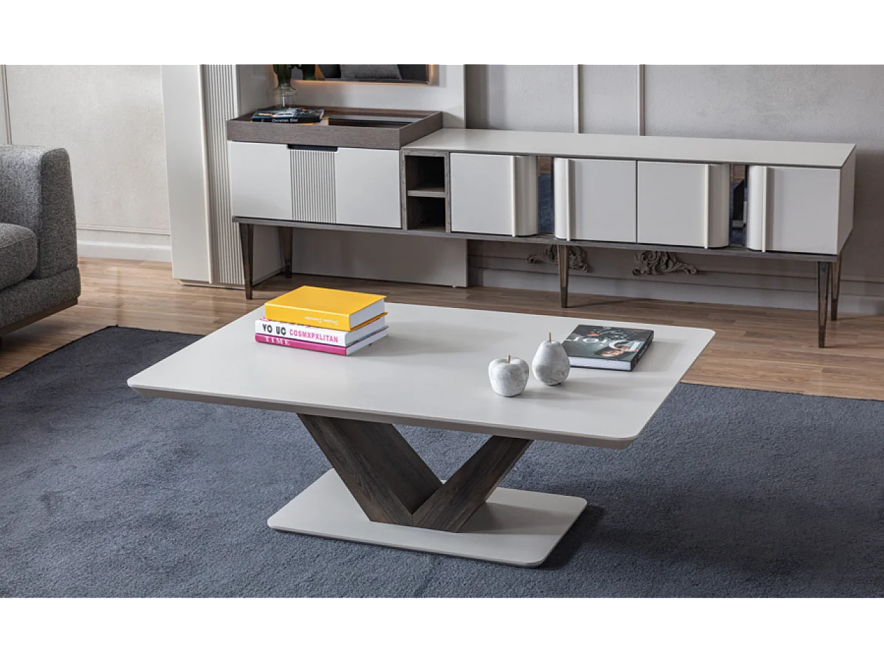 Couchtisch Carla/MDF/Sperrholz/Weiß&Braun