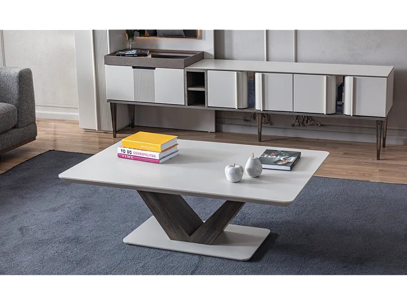 Couchtisch Carla/MDF/Sperrholz/Weiß&Braun