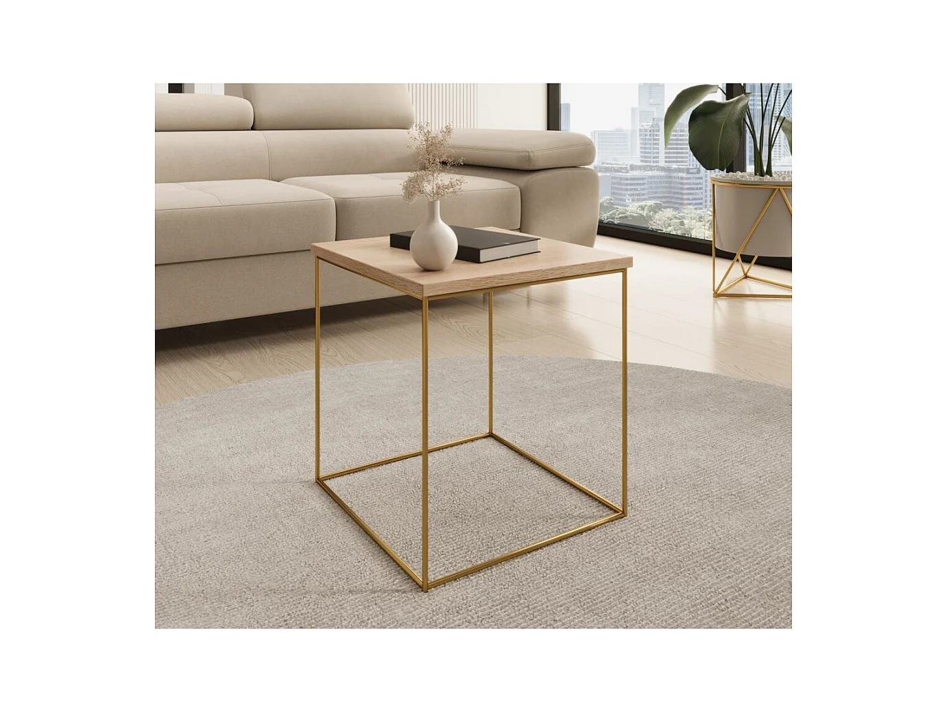 Table de canapé Arina premium /Métal/Contreplaqué/Brun