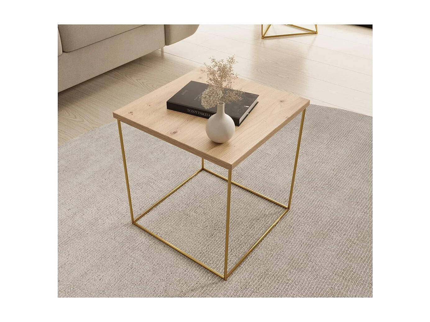 Table de canapé Arina premium /Métal/Contreplaqué/Brun foncé