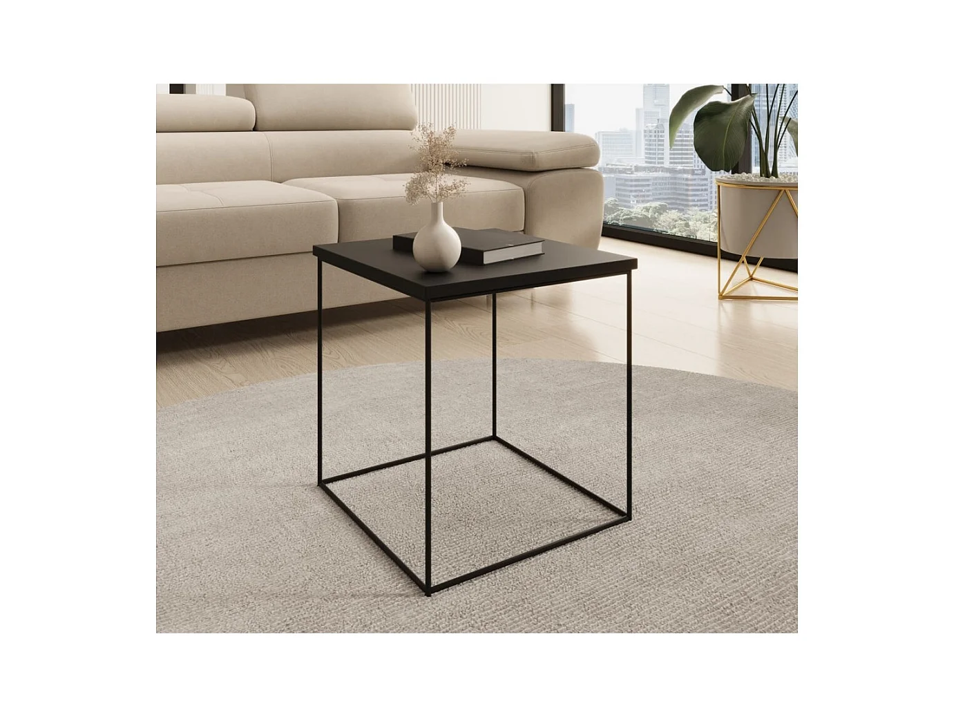 Table de canapé Arina/Métal/Contreplaqué/Noire