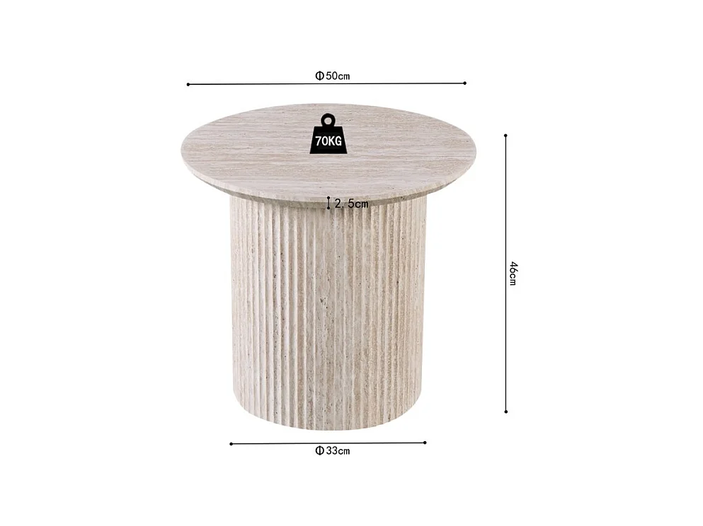 Mesa baja VAGOS – Color roble claro – Mesa baja redonda Ø50 cm – MDF – Diseño moderno y natural