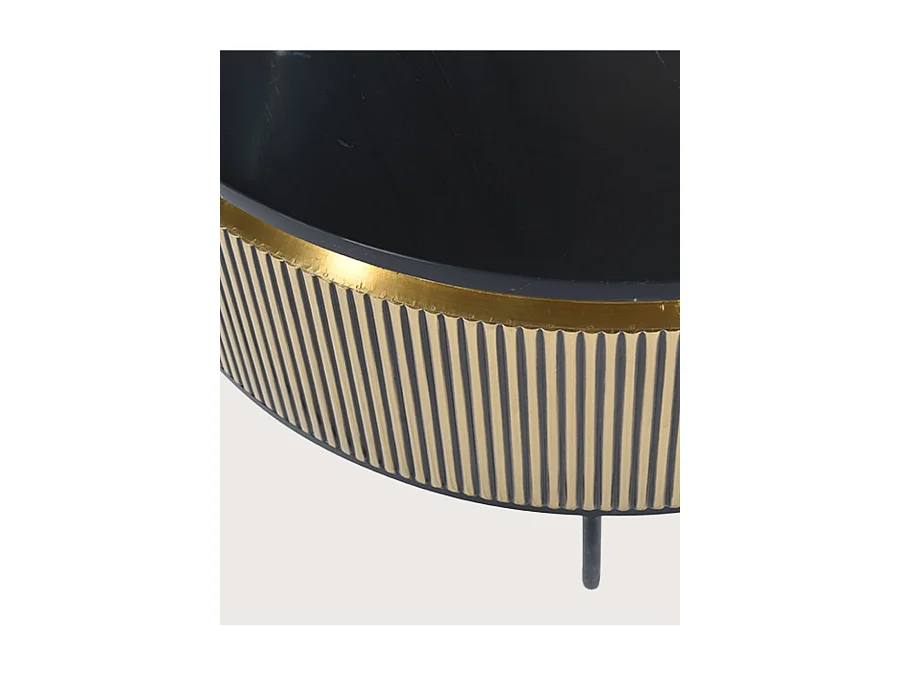 Glory - Table basse finition laiton vieilli avec plateau en marbre noir