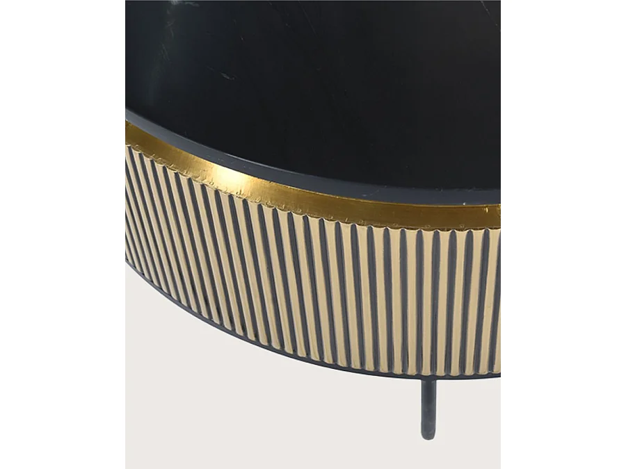Glory - Table basse finition laiton vieilli avec plateau en marbre noir