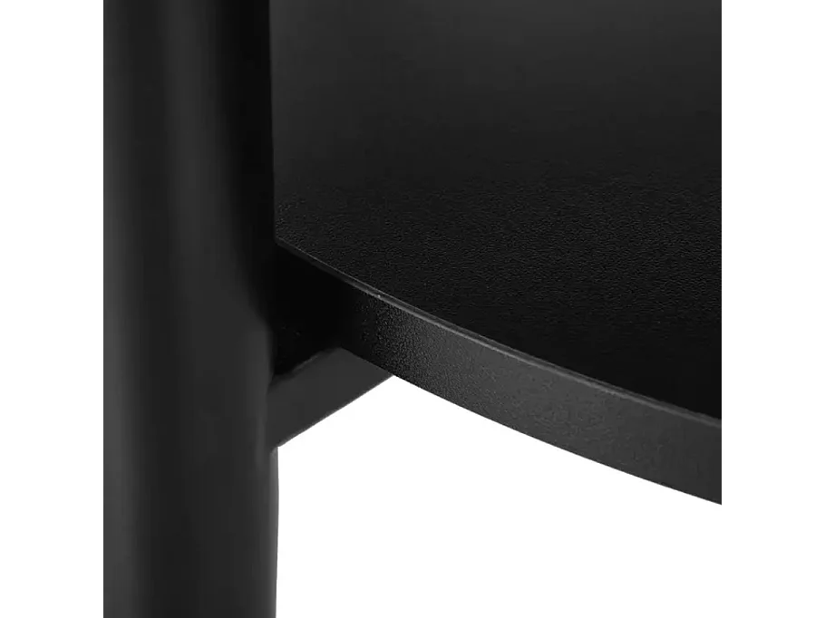 Table basse ronde chêne et noir avec double plateau et pieds fins en métal ZENIX