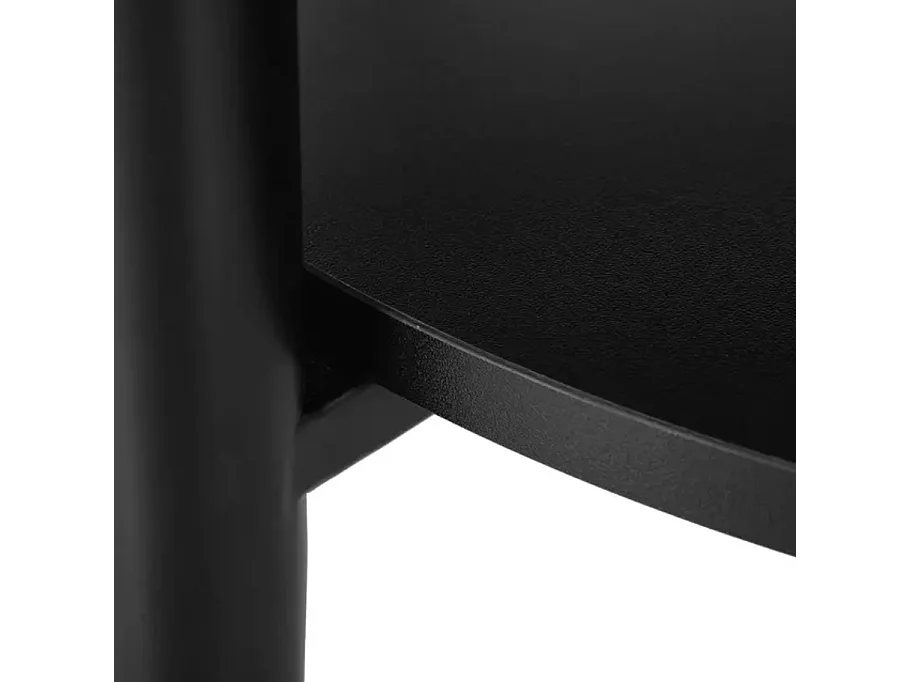 Table basse ronde chêne et noir avec double plateau et pieds fins en métal ZENIX