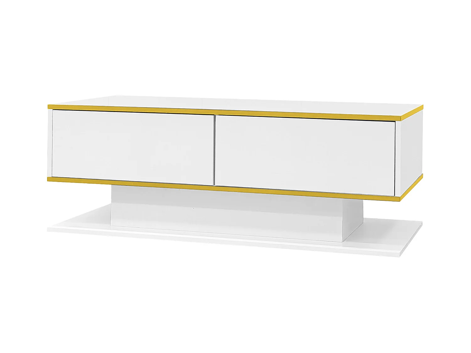 Table basse LED moderne - Finition brillante - Avec 3 tiroirs - Avec éclairage LED - Blanc