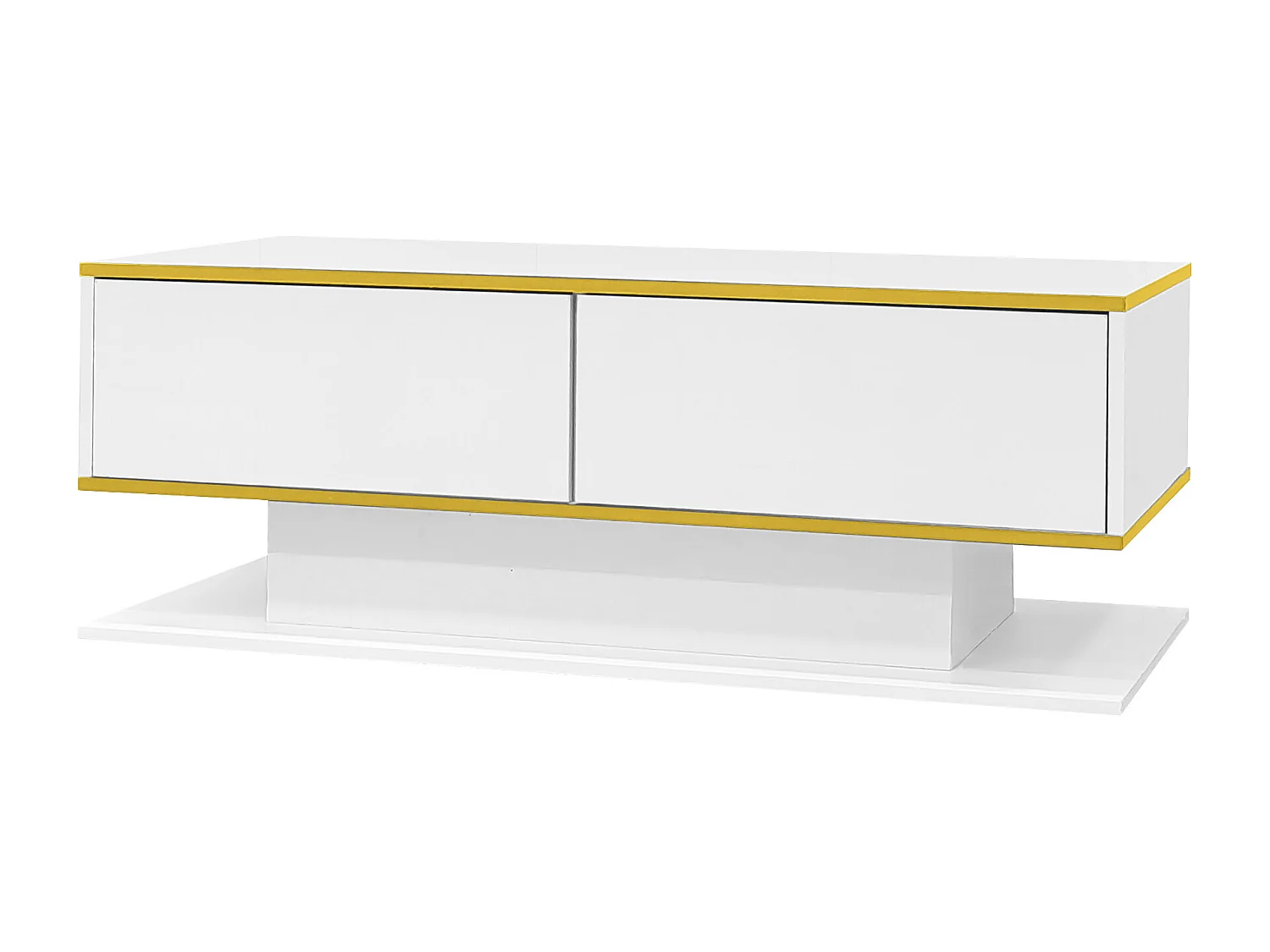 Table basse LED moderne - Finition brillante - Avec 3 tiroirs - Avec éclairage LED - Blanc