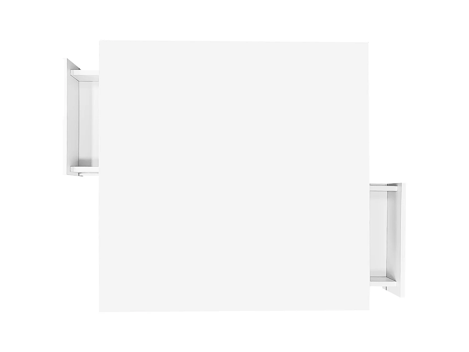 Kwadratowy stolik kawowy - Biały stolik kawowy z 2 szufladami - Złote wykończenie - do salonu i biura