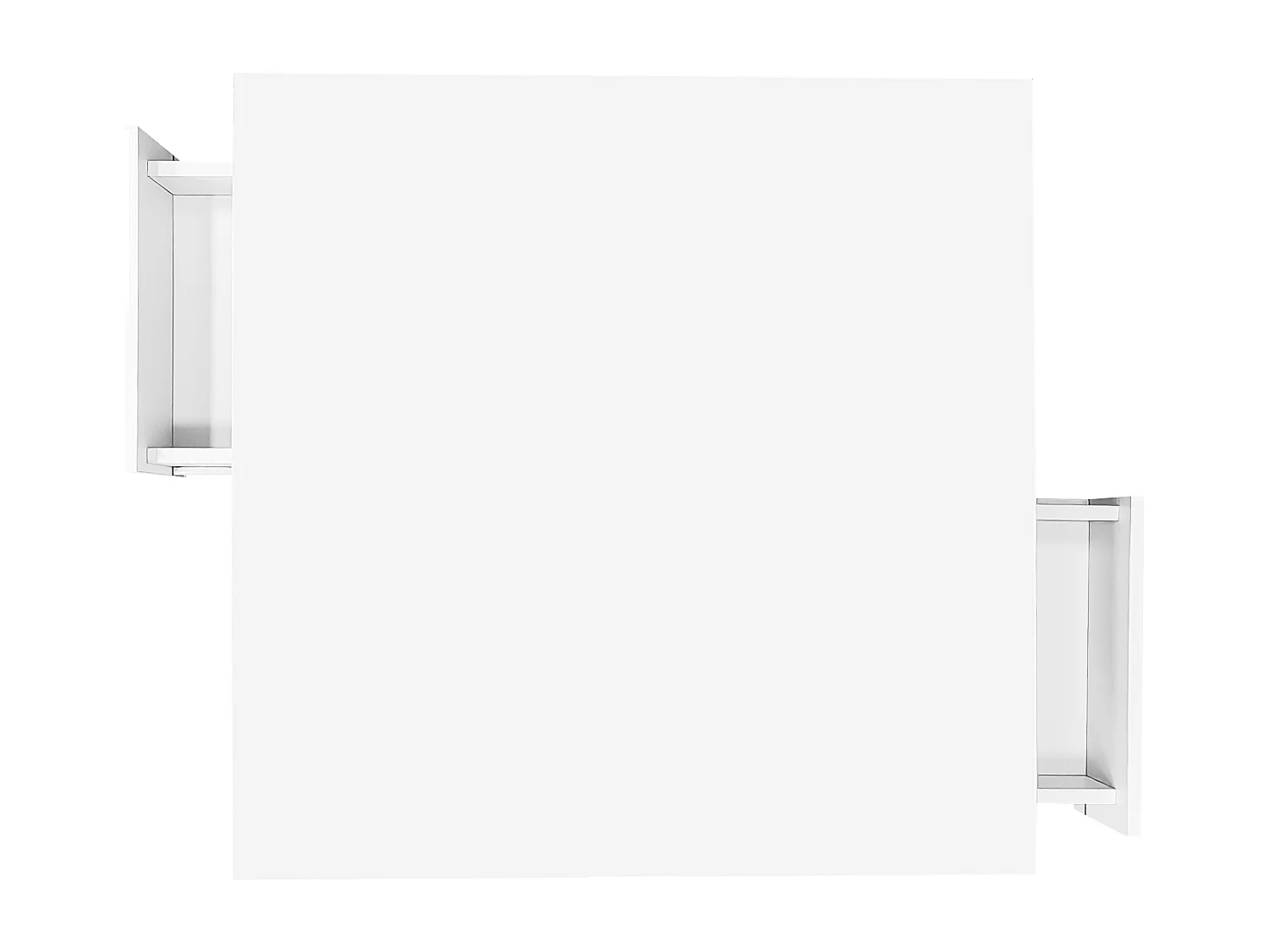 Mesa de centro quadrada - Mesa de centro branca com 2 gavetas - Acabamento dourado - para sala de estar e escritório