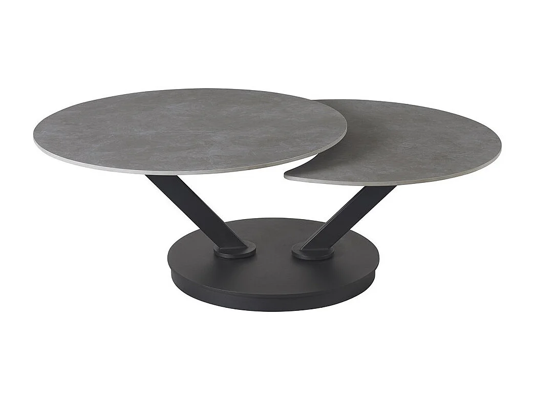 Table basse VIRELLO – Table basse ronde Ø85 cm – Pierre naturelle gris clair & métal – Design haut de gamme