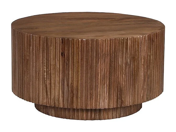 Mesa de centro TALVORA – Madera de mango maciza – Mesa de centro redonda Ø70 cm – Diseño natural y auténtico