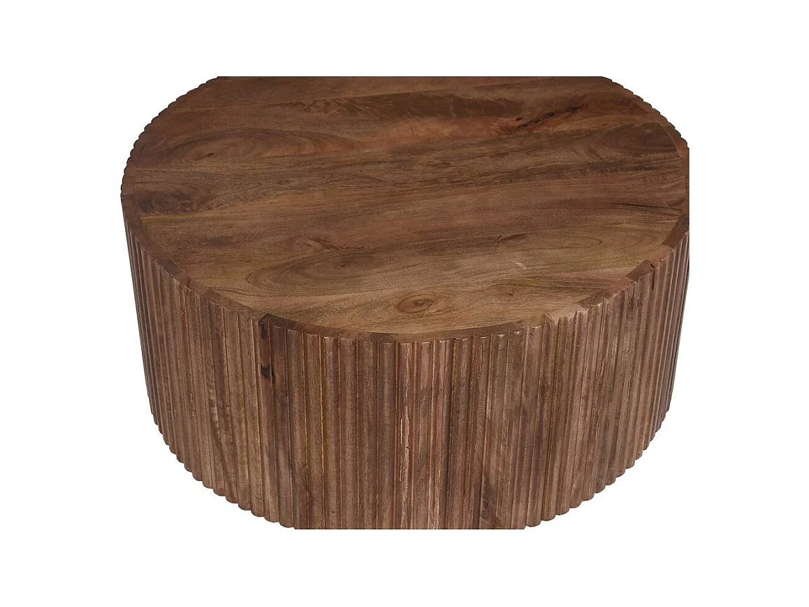 Mesa de centro TALVORA – Madera de mango maciza – Mesa de centro redonda Ø70 cm – Diseño natural y auténtico