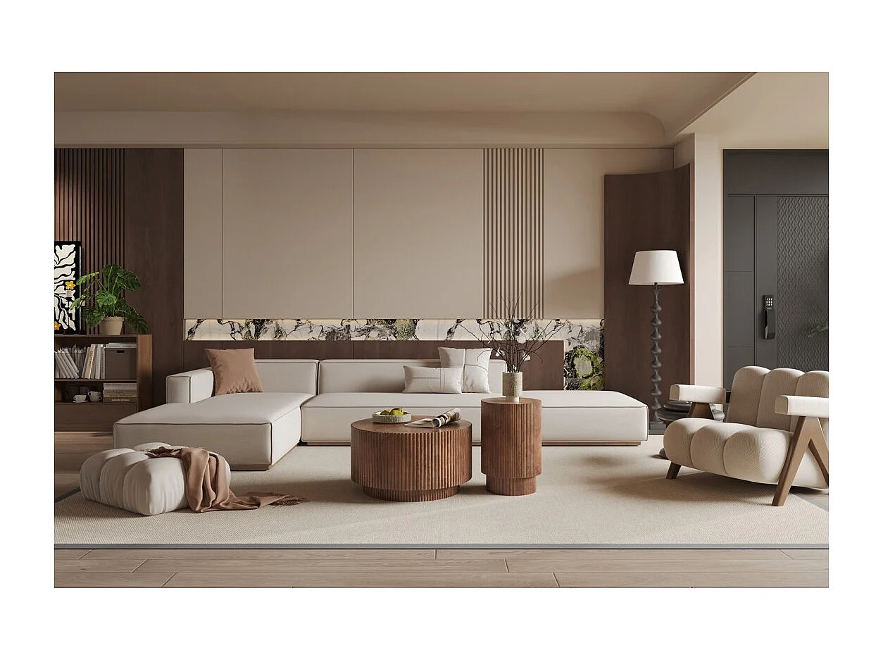 Mesa de centro TALVORA – Madera de mango maciza – Mesa de centro redonda Ø70 cm – Diseño natural y auténtico