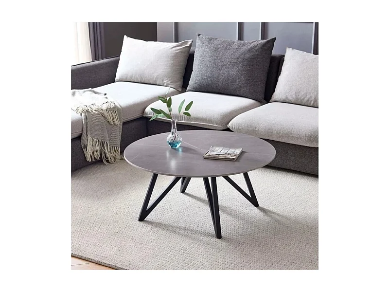 Couchtisch Beliziona/Stein/Metall/Grau