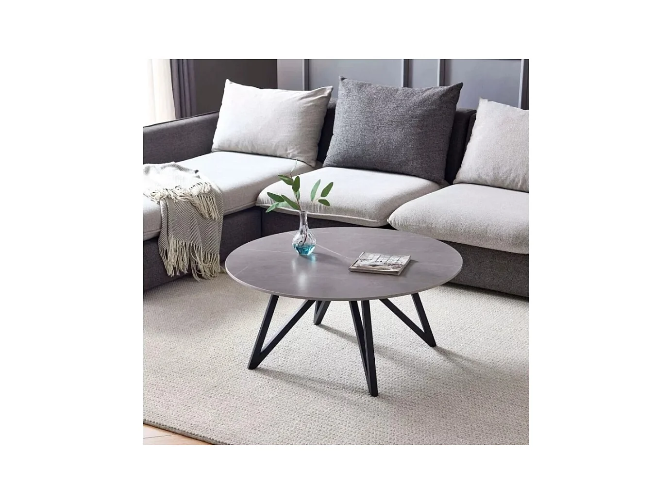 Couchtisch Beliziona/Stein/Metall/Grau