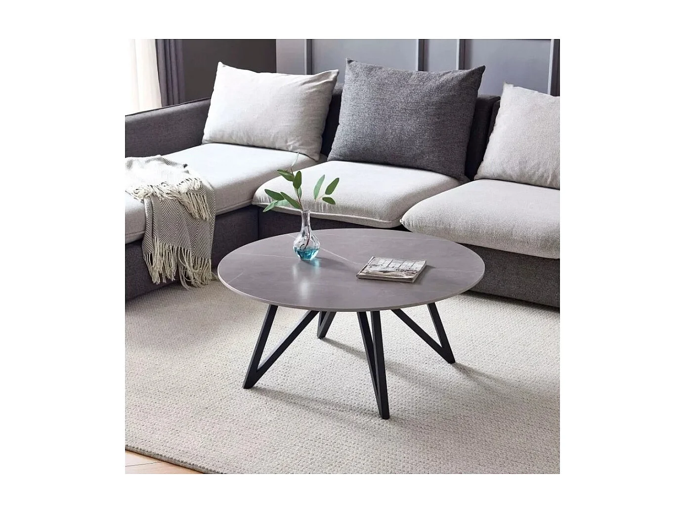 Table basse Beliziona/Pierre/Métal/Gris