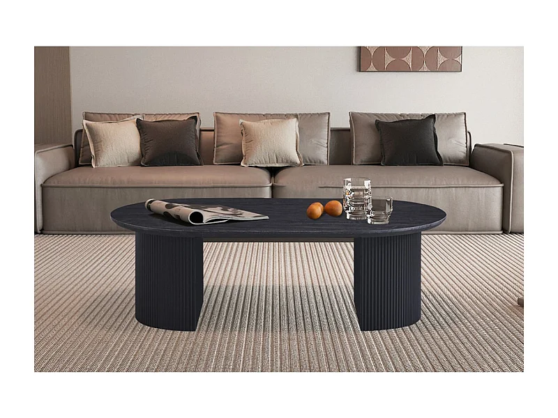 Table basse VAGOS – Coloris brun foncé – Table basse rectangulaire 120x70 cm – MDF – Design contemporain